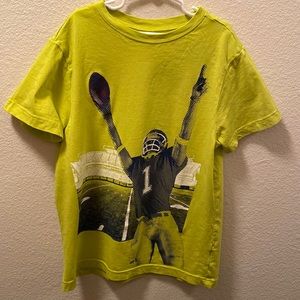 Shirt/Shorts Combo - Large 10/12 Neon Football Shirt/Blue Shorts